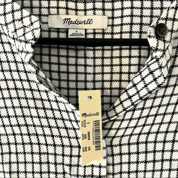 Madewell Bell-Sleeve Button-Down Shirt - Windowpane - Small - NWT - Picture 11 of 12